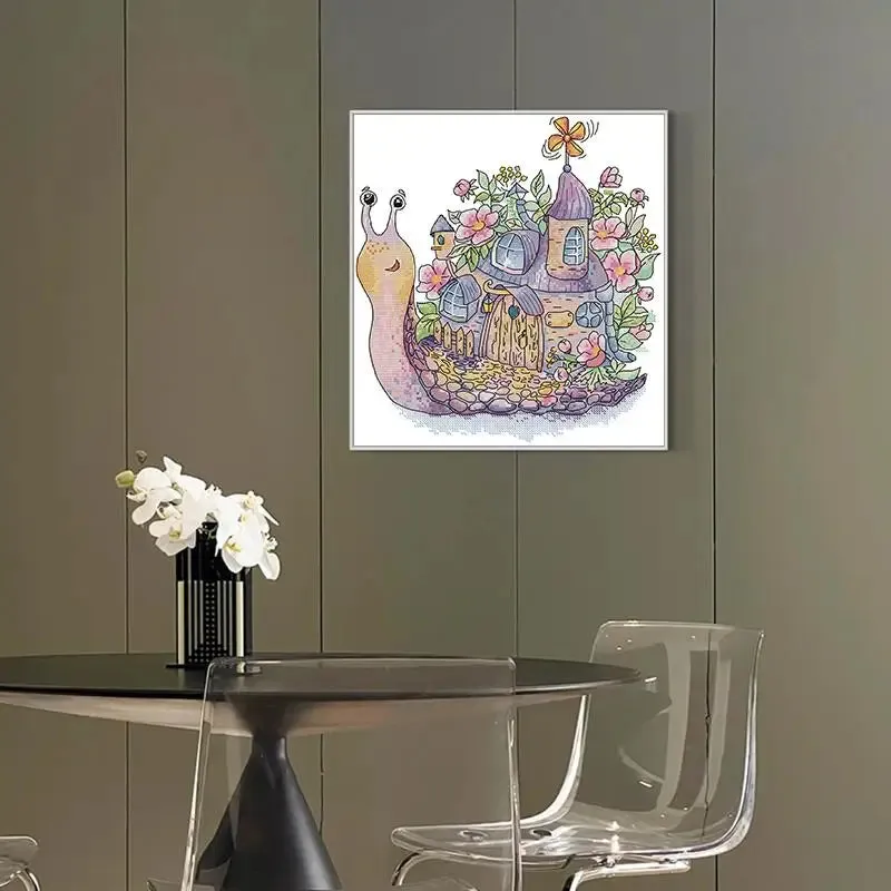 Snail House Floral Scenery Pattern X Stitch Patterns