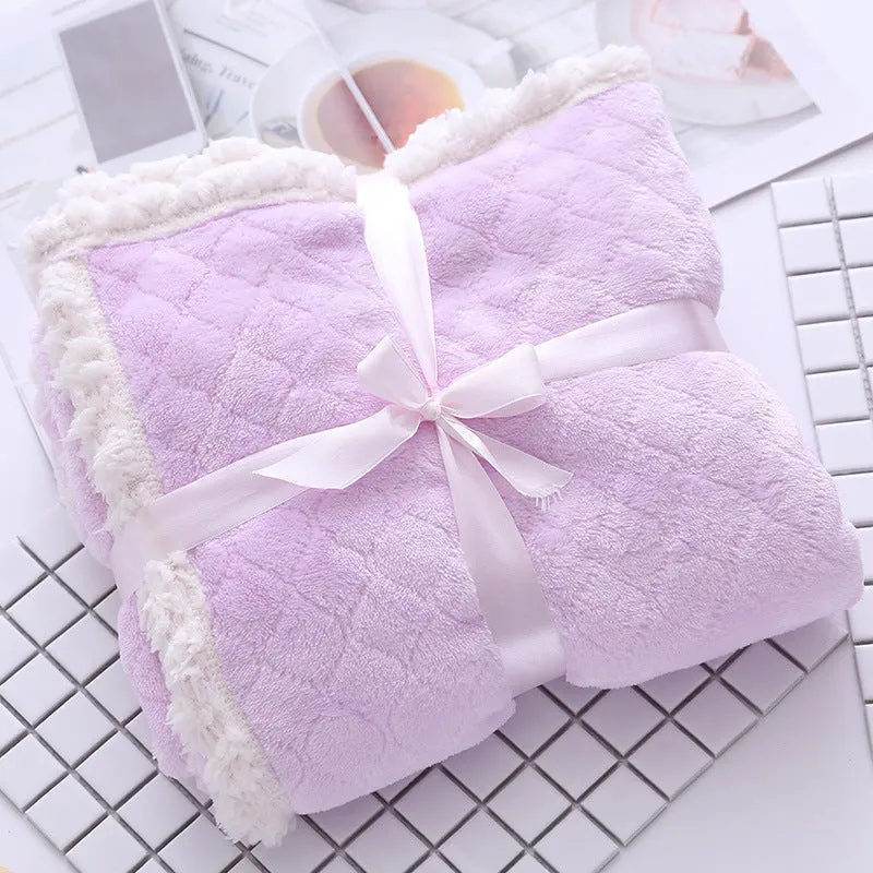 Soft Solid Coral Fleece Throw/Blanket for Toddlers