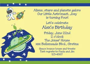 SPACE ALIEN AND ASTRONAUT CUSTOM INVITATION