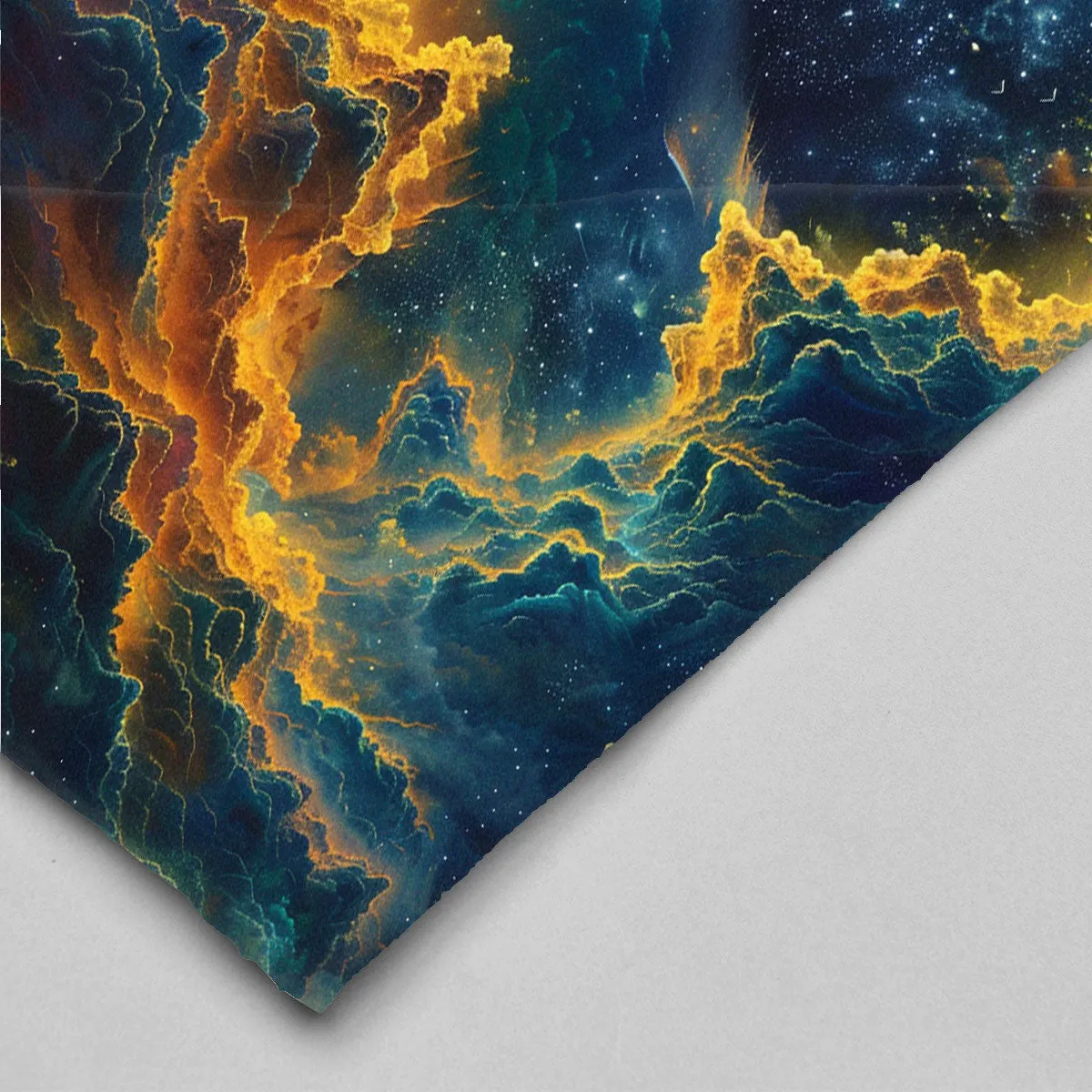 Space Blanket - Galaxy fleece blanket, Heart Nebula Centre Blanket, Galaxy Blanket, cosy room decor, blue and gold throw, lightweight fleece, clouds in outer space 004