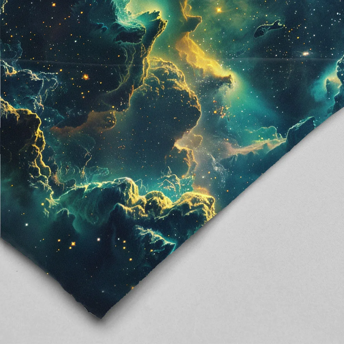 Space Blanket - Galaxy fleece blanket, Heart Nebula Centre Blanket, Galaxy Blanket, cosy room decor, blue and gold throw, lightweight fleece, clouds in outer space 007