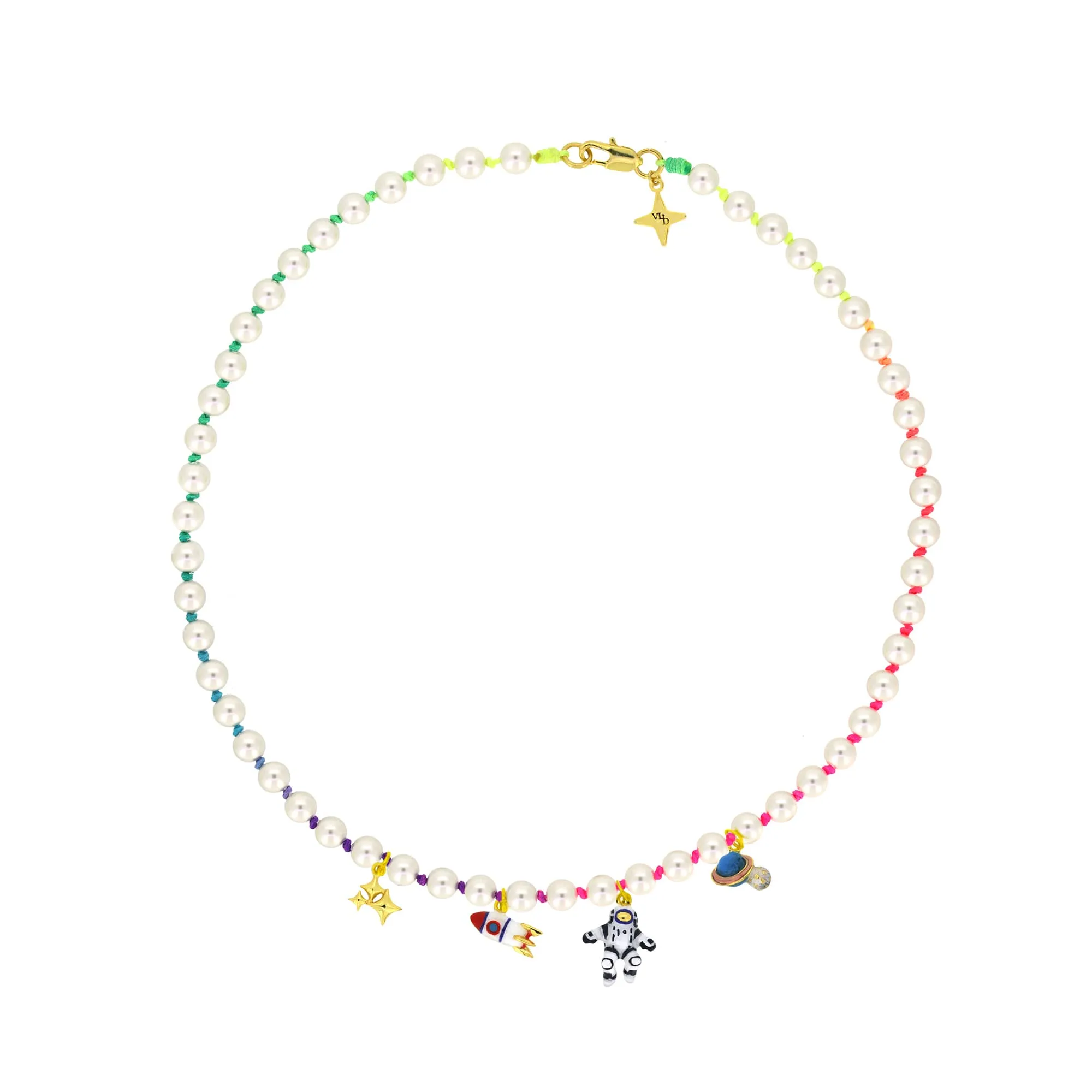 Space Walker Pearl Choker Pastel and Rainbow | Happy Story