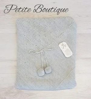 Spanish grey pompom shawl