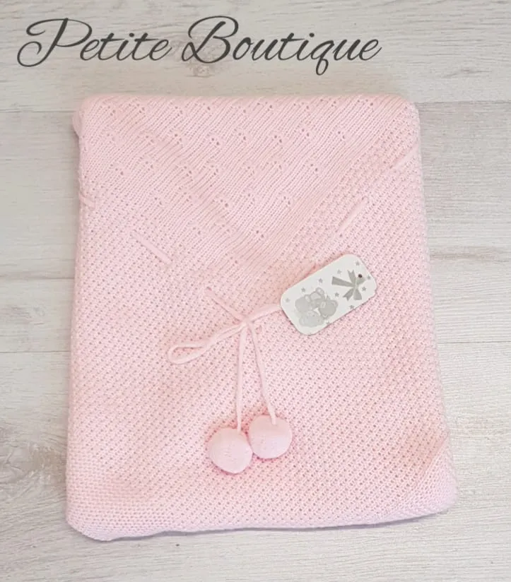 Spanish pink pompom shawl