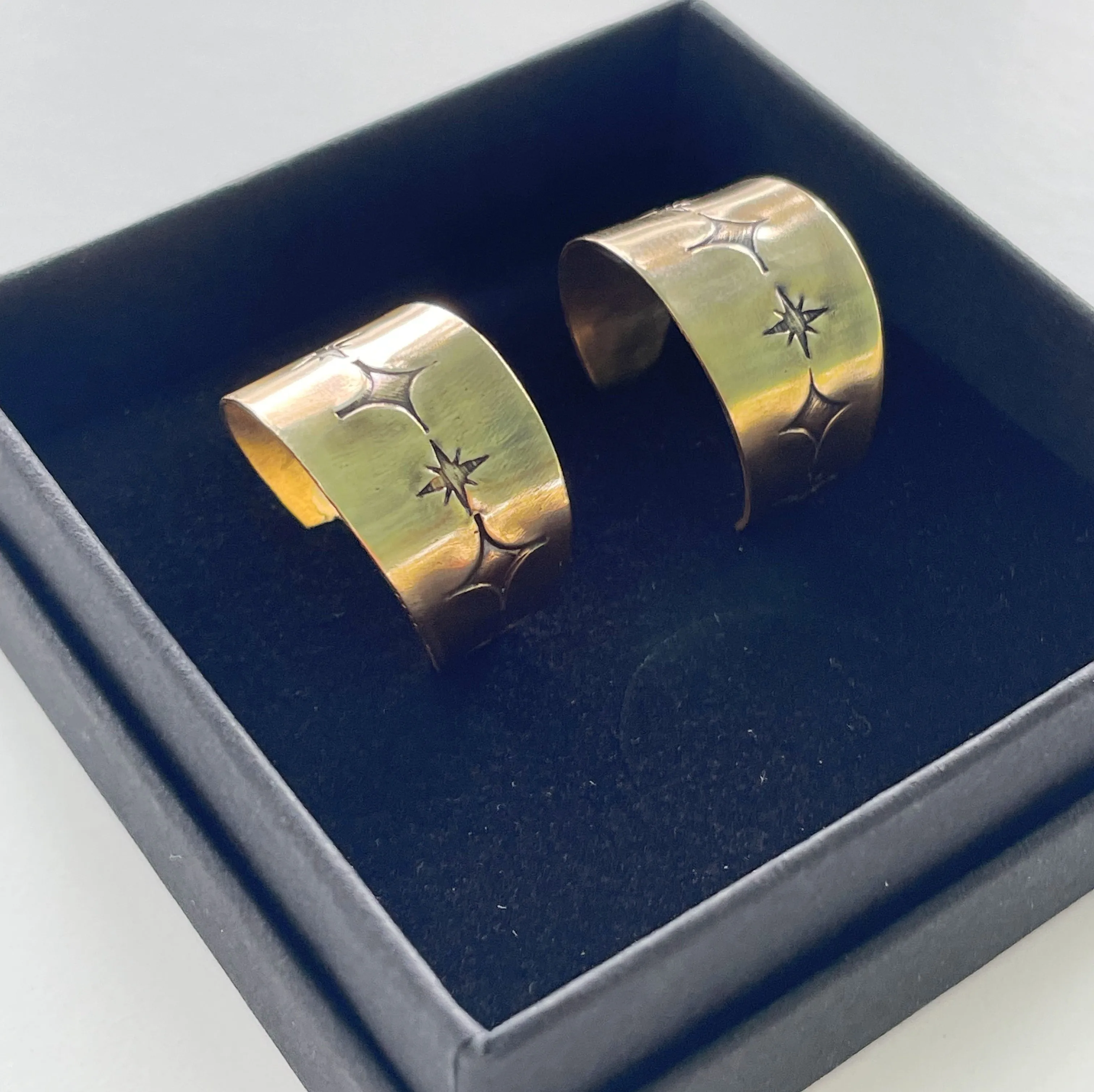 Stamped Brass Hoop Earrings