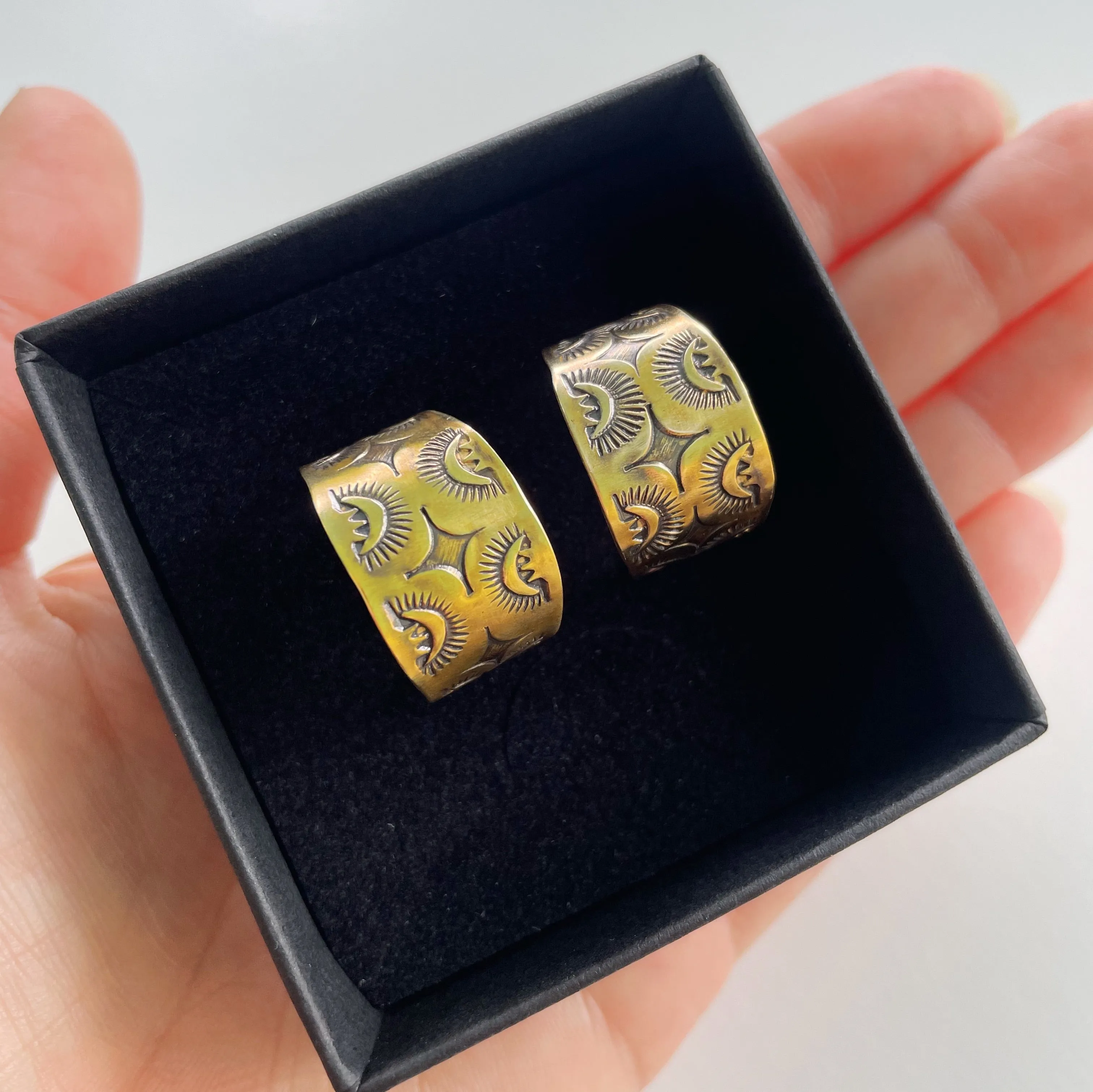 Stamped Brass Hoop Earrings