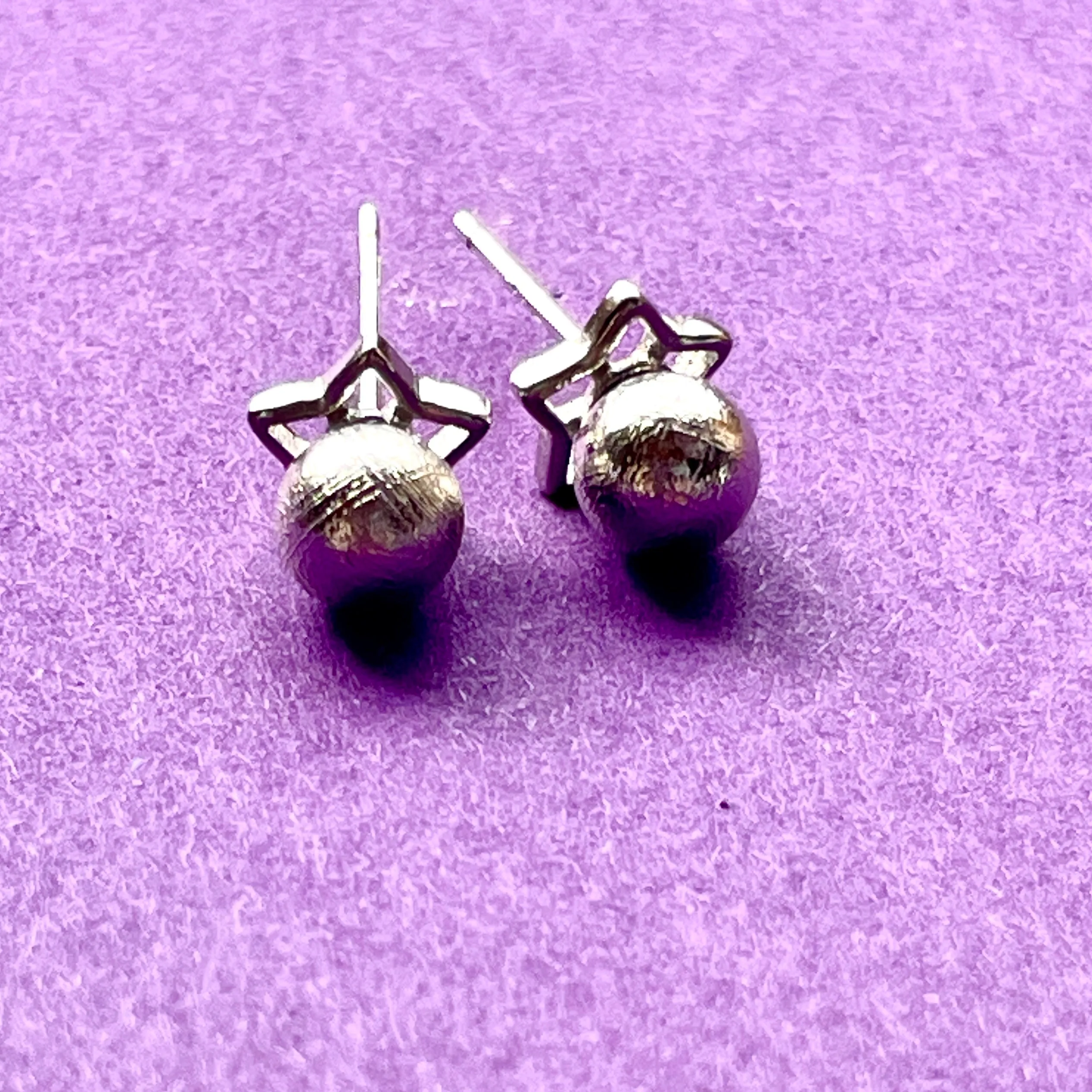 Star Meteorite Earrings - Round Post Meteorite Earrings