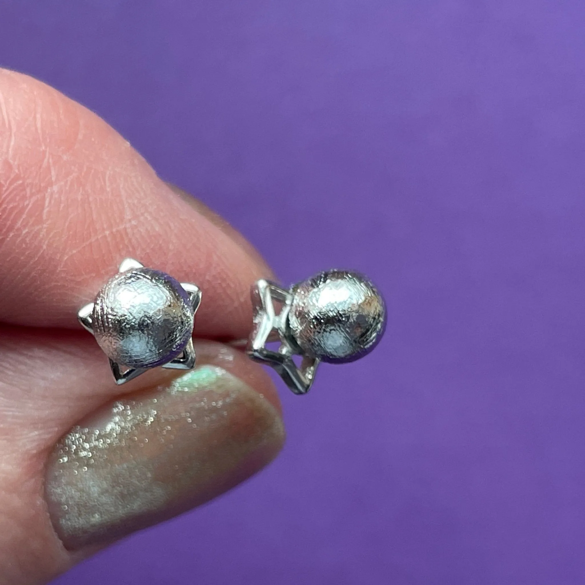 Star Meteorite Earrings - Round Post Meteorite Earrings