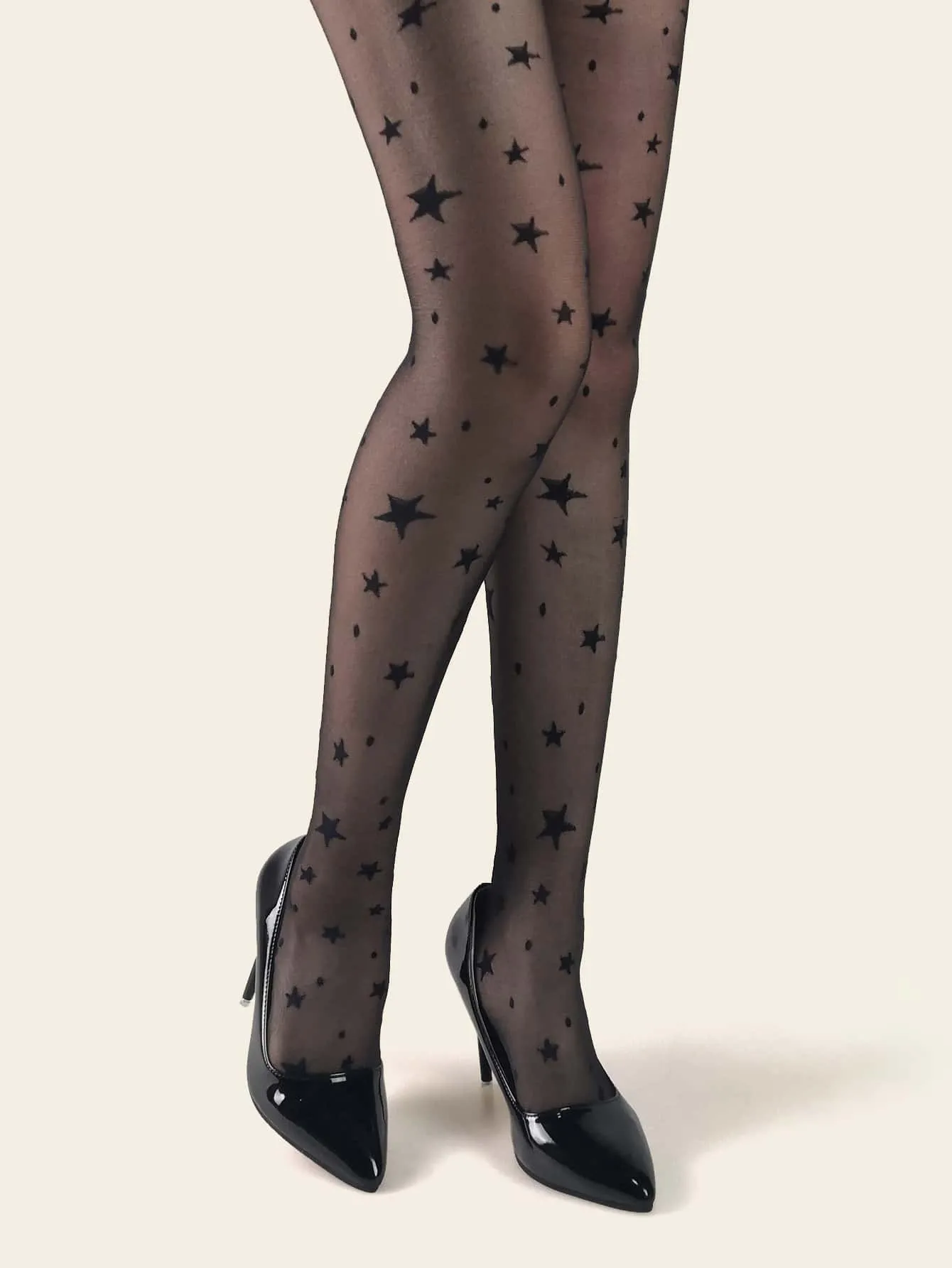 Star Pattern Mesh Tight - Black