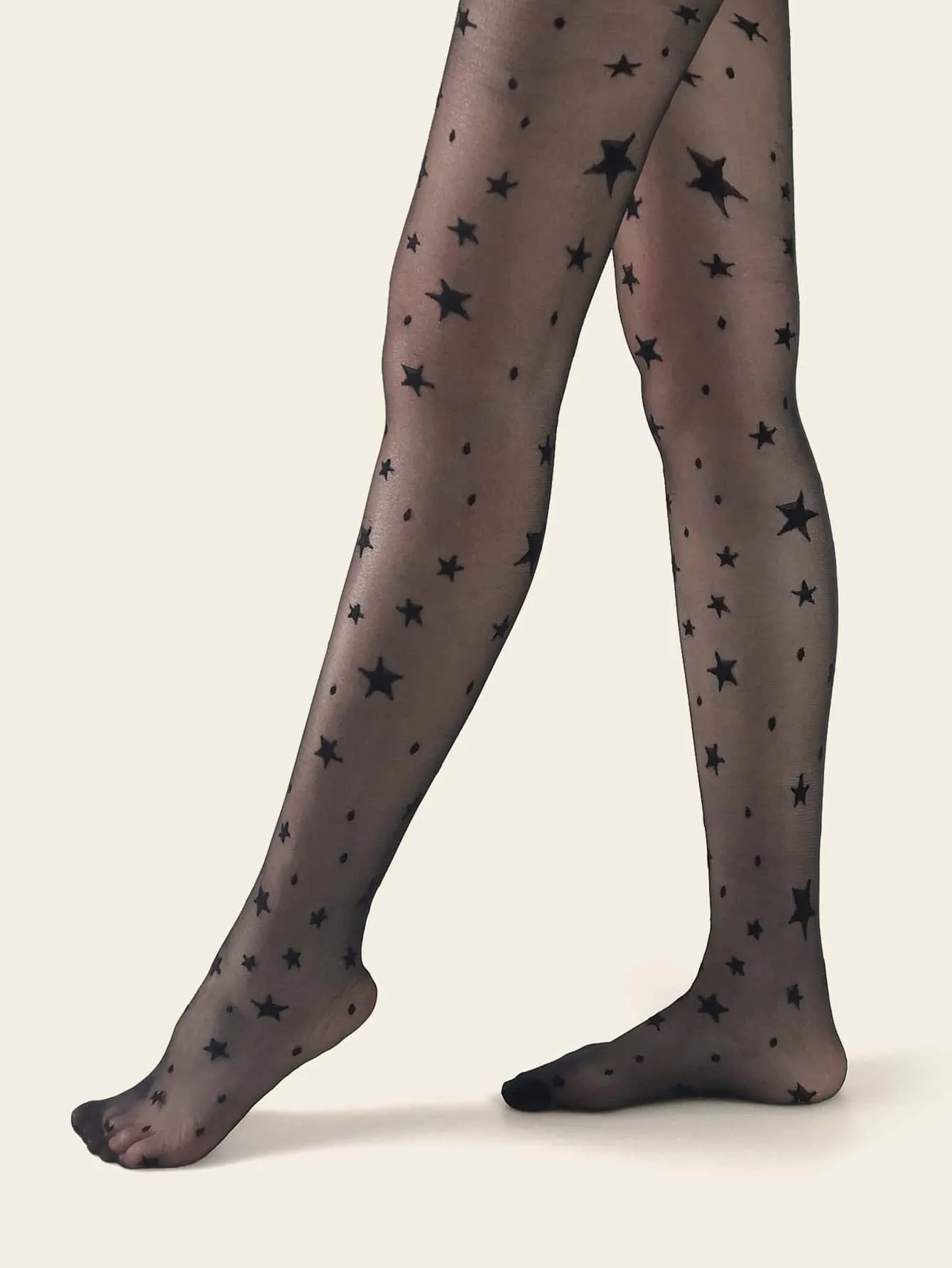 Star Pattern Mesh Tight - Black