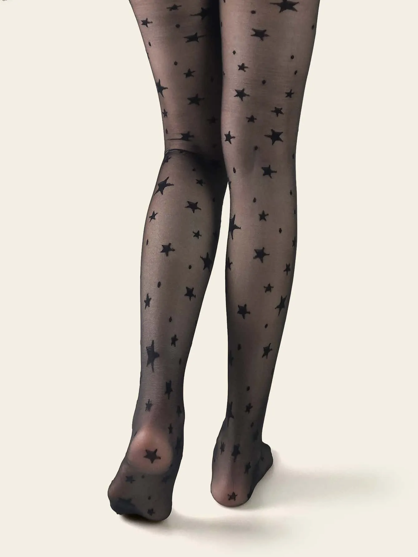 Star Pattern Mesh Tight - Black