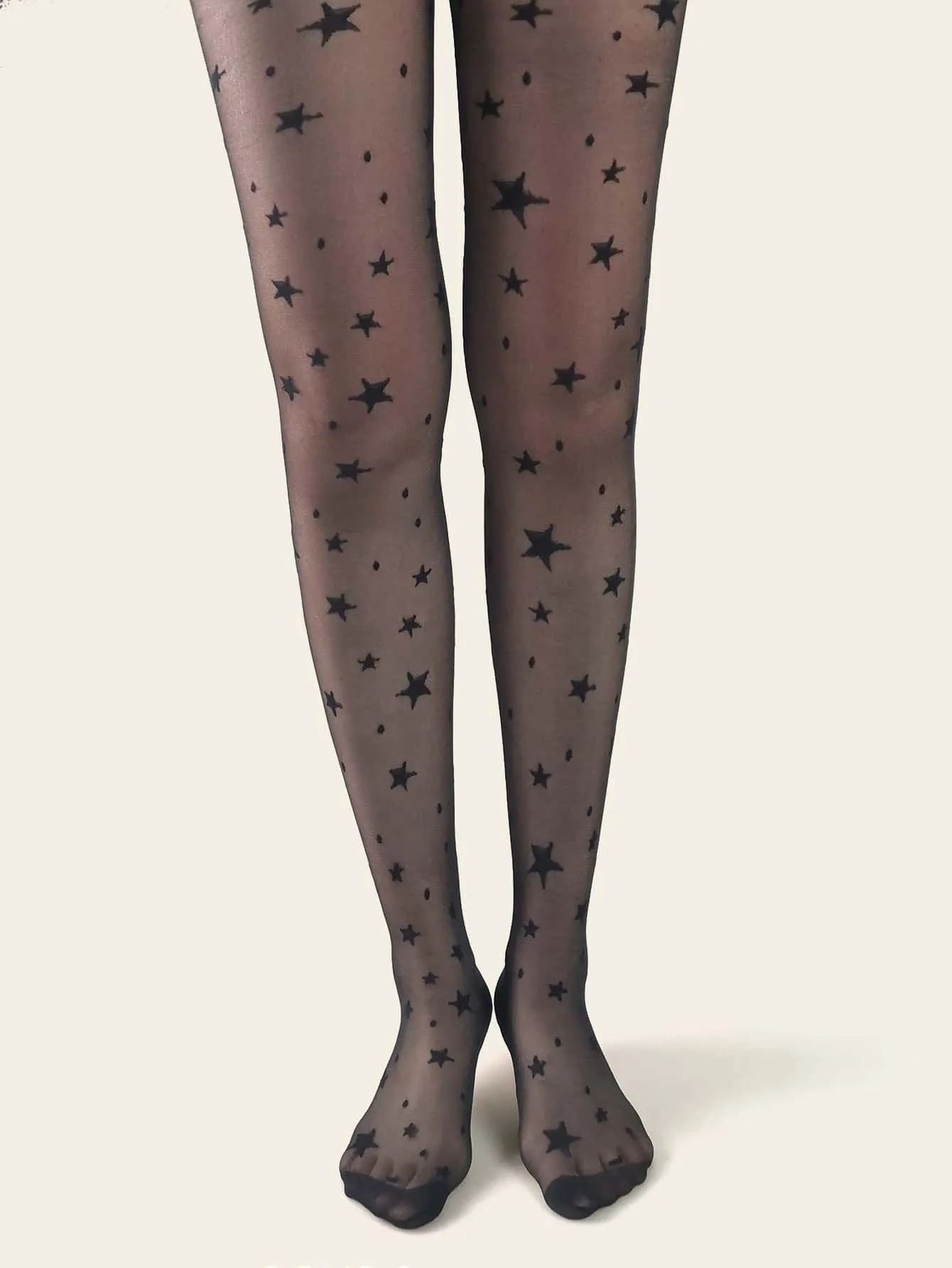 Star Pattern Mesh Tight - Black
