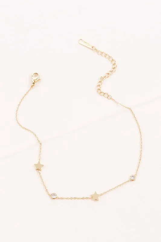 Starry Eyed Rhinestone Anklet