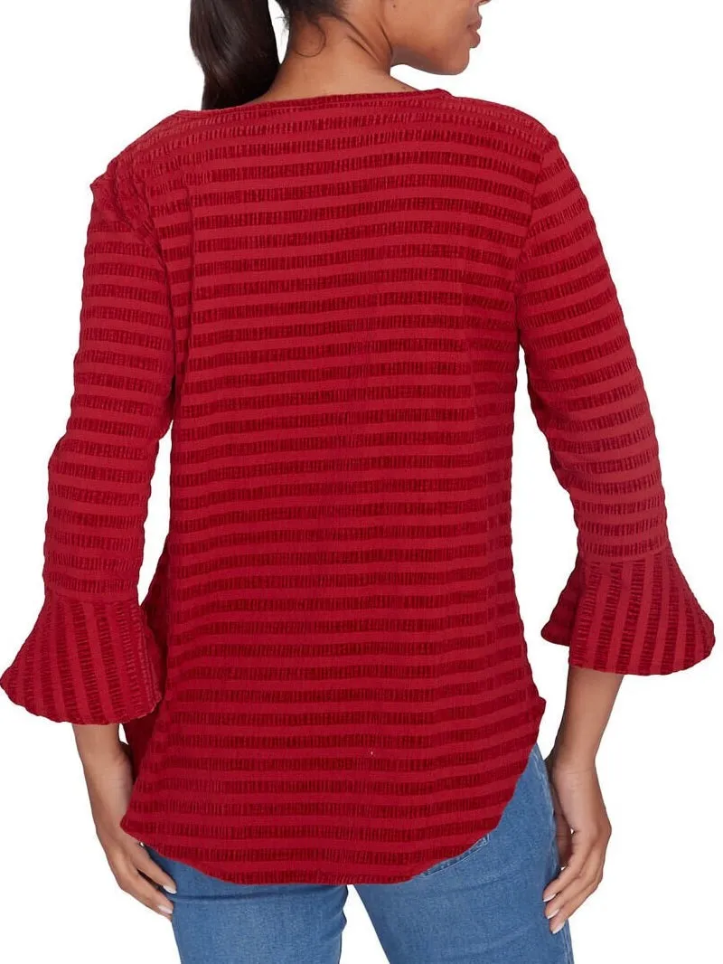 Stripe Chenille Top - Ruby