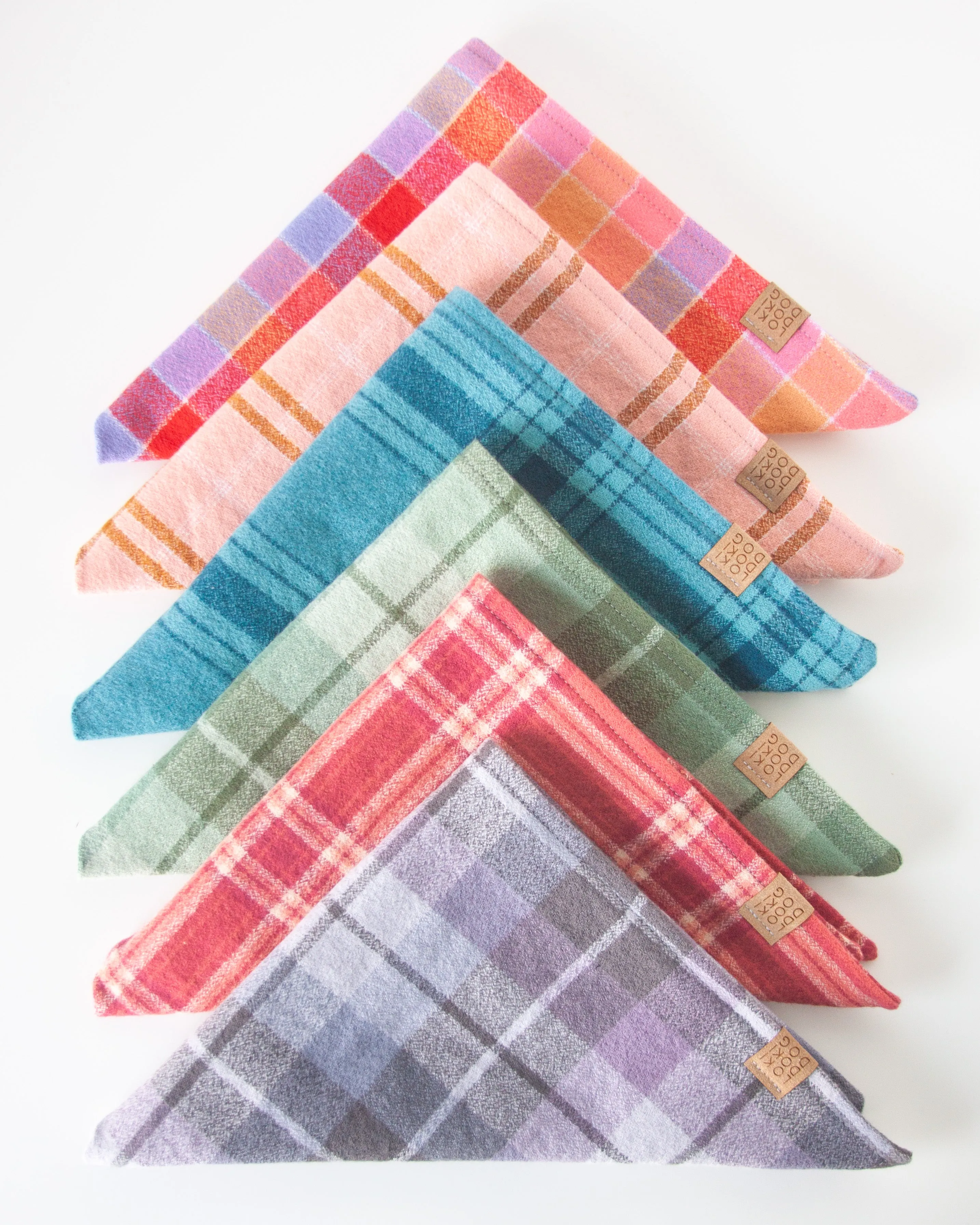 Sun-kissed Coral Plaid Flannel Dog Bandana (Personalization Available)