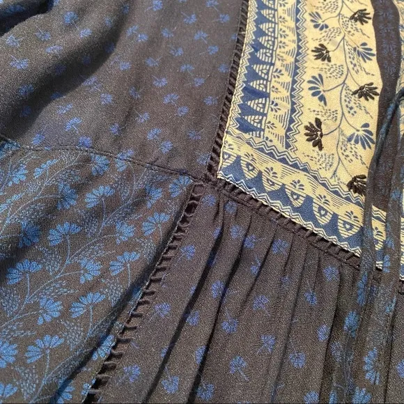 Sundance Estelle Embroidered Blue Peasant Dress - S