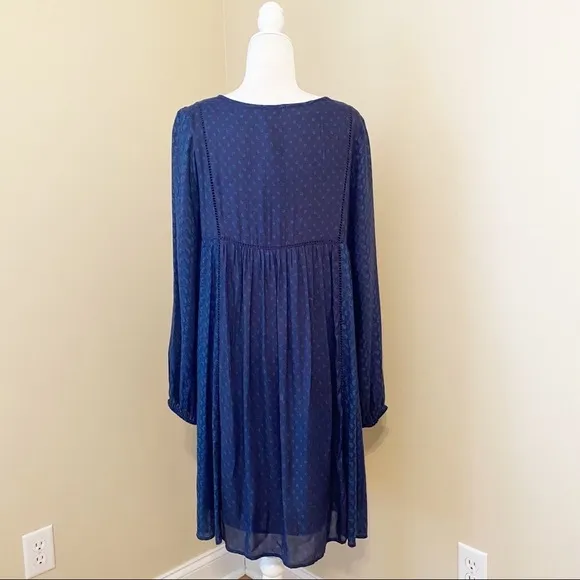 Sundance Estelle Embroidered Blue Peasant Dress - S