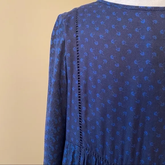 Sundance Estelle Embroidered Blue Peasant Dress - S
