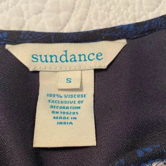 Sundance Estelle Embroidered Blue Peasant Dress - S