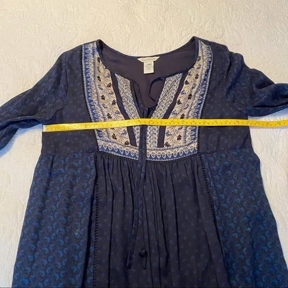 Sundance Estelle Embroidered Blue Peasant Dress - S