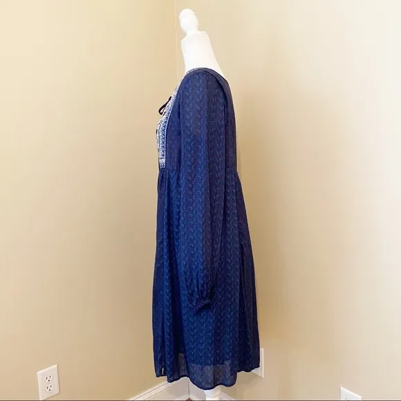Sundance Estelle Embroidered Blue Peasant Dress - S