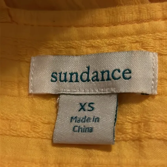 Sundance Sea Breeze Dobby Cotton Butter Yellow Ribbon Strap Maxi Dress, size XS