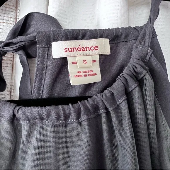 Sundance Womens Sheer Floral Embroidered Trapeze Dress in Gray and Cream Size S