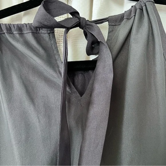 Sundance Womens Sheer Floral Embroidered Trapeze Dress in Gray and Cream Size S