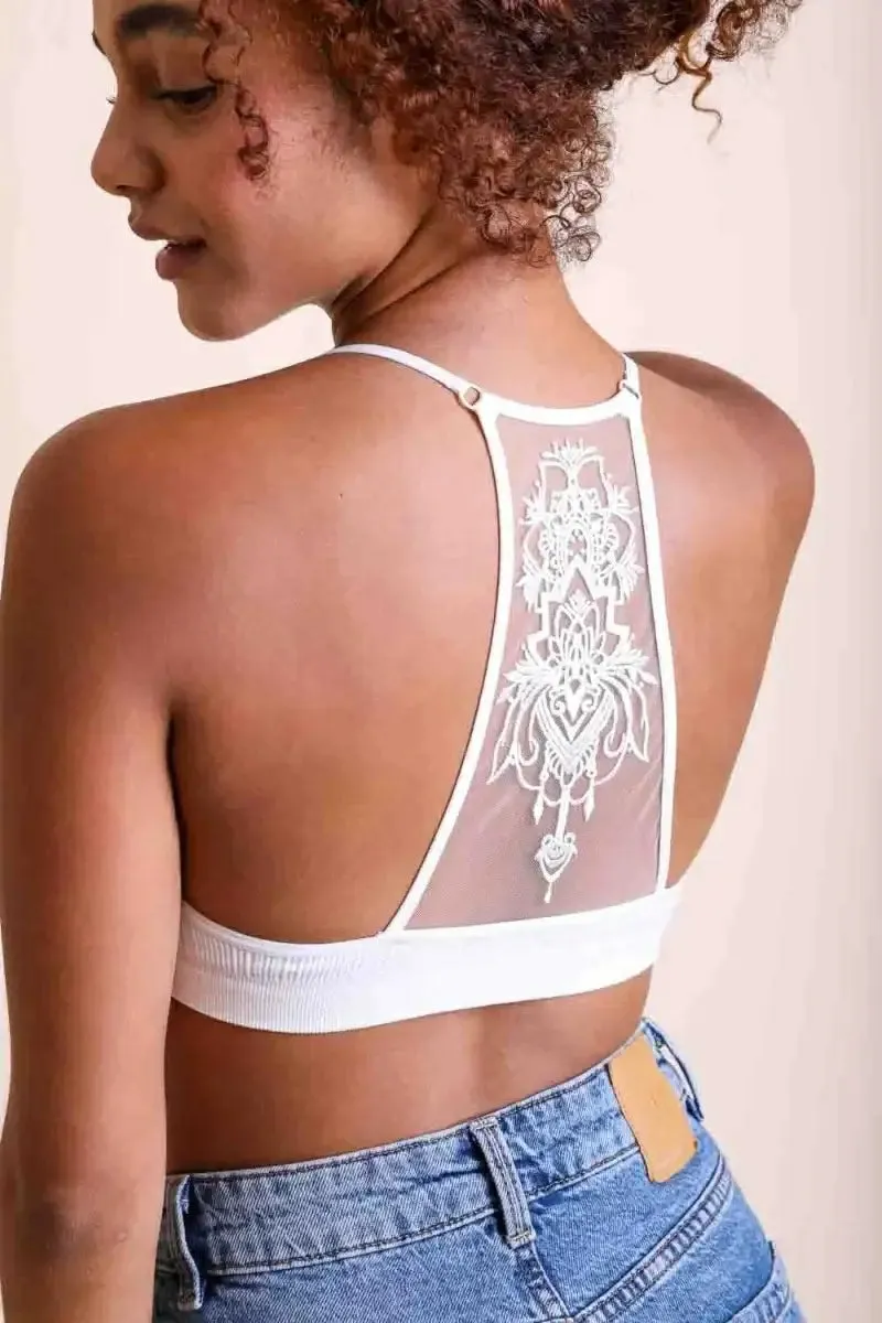 TATTOO MESH RACERBACK BRALETTE