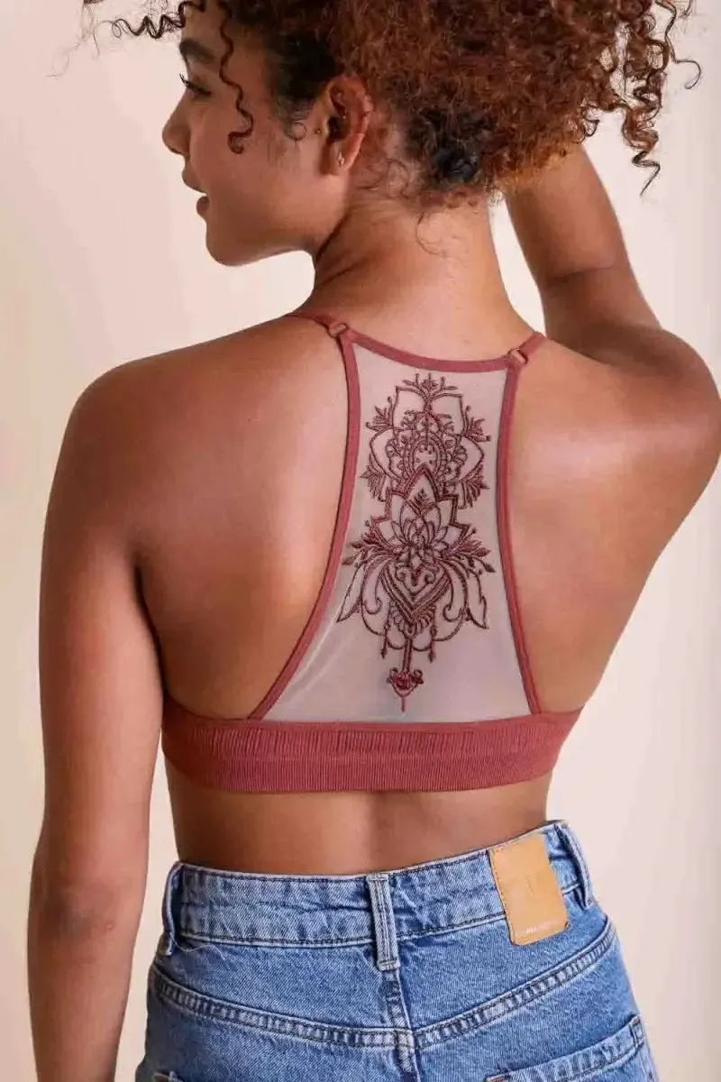 TATTOO MESH RACERBACK BRALETTE
