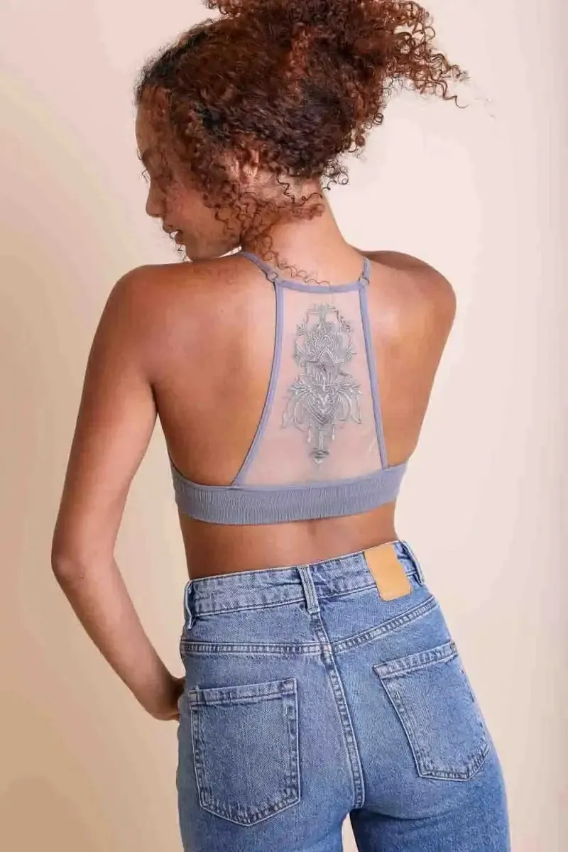 TATTOO MESH RACERBACK BRALETTE