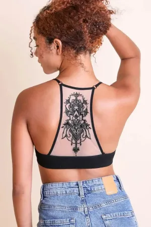 TATTOO MESH RACERBACK BRALETTE