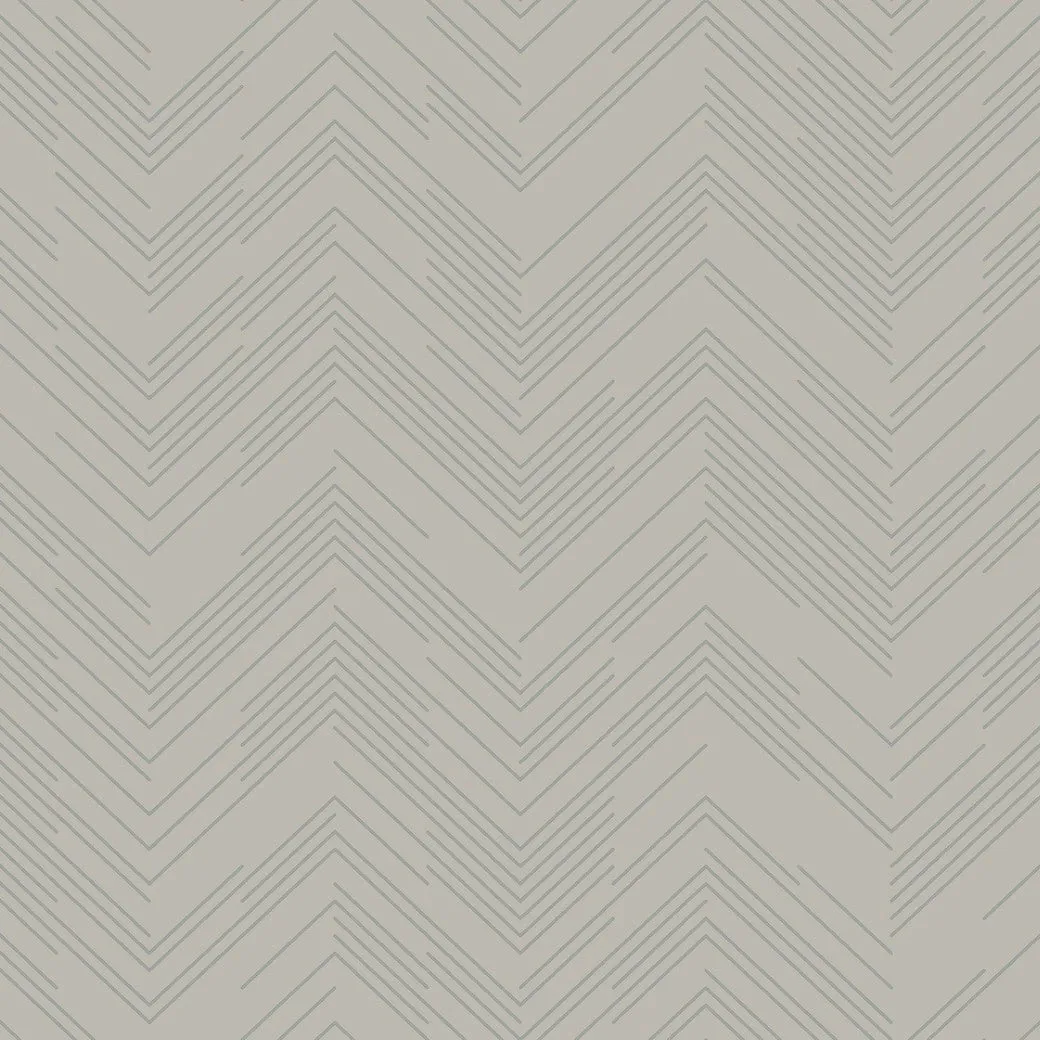 Taupe & Silver Polished Chevron Wallpaper (60 SqFt)