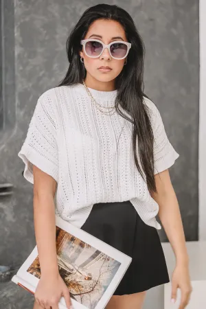 Ultra Soft Chenille Knit Sweater Top | Off White