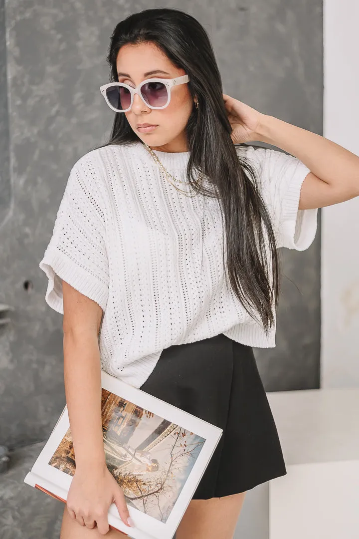 Ultra Soft Chenille Knit Sweater Top | Off White