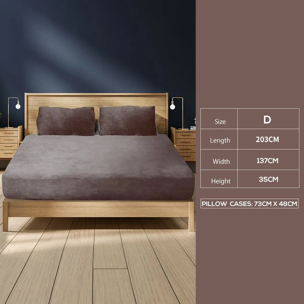 Ultra Soft Fitted Bedsheet with Pillowcase Double Size Mink