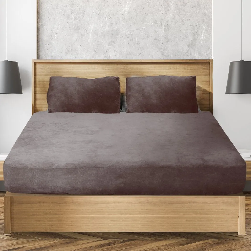 Ultra Soft Fitted Bedsheet with Pillowcase Double Size Mink