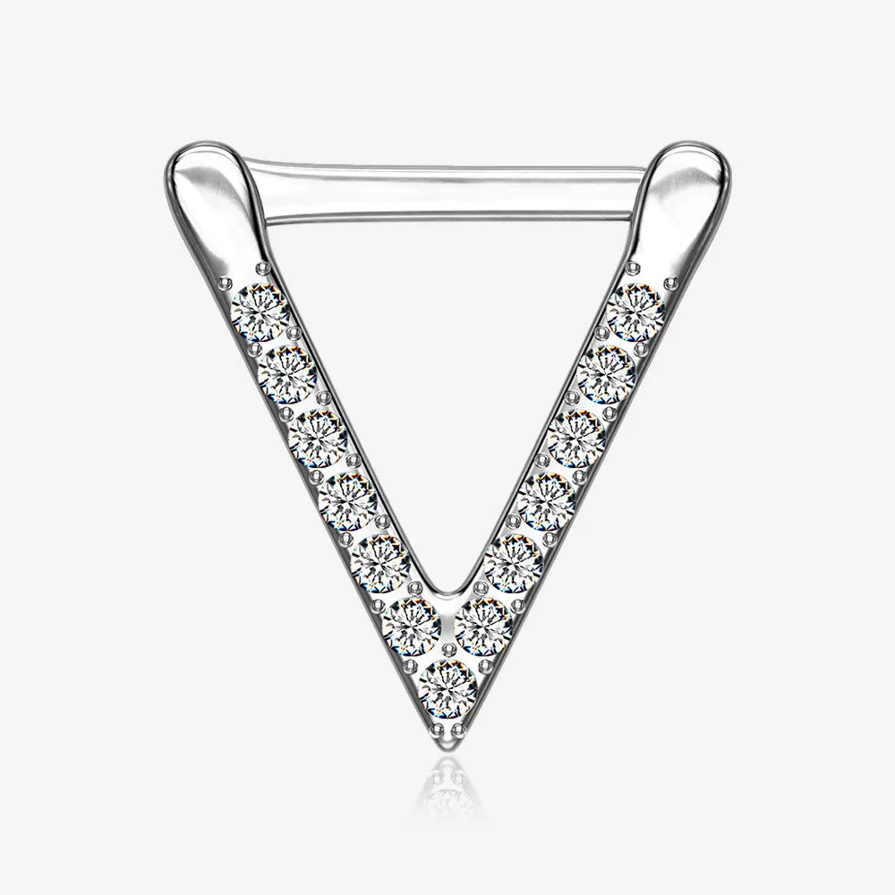 Urban Chevron Arrow Geometric Triangle Multi-Gem Clicker Hoop Ring