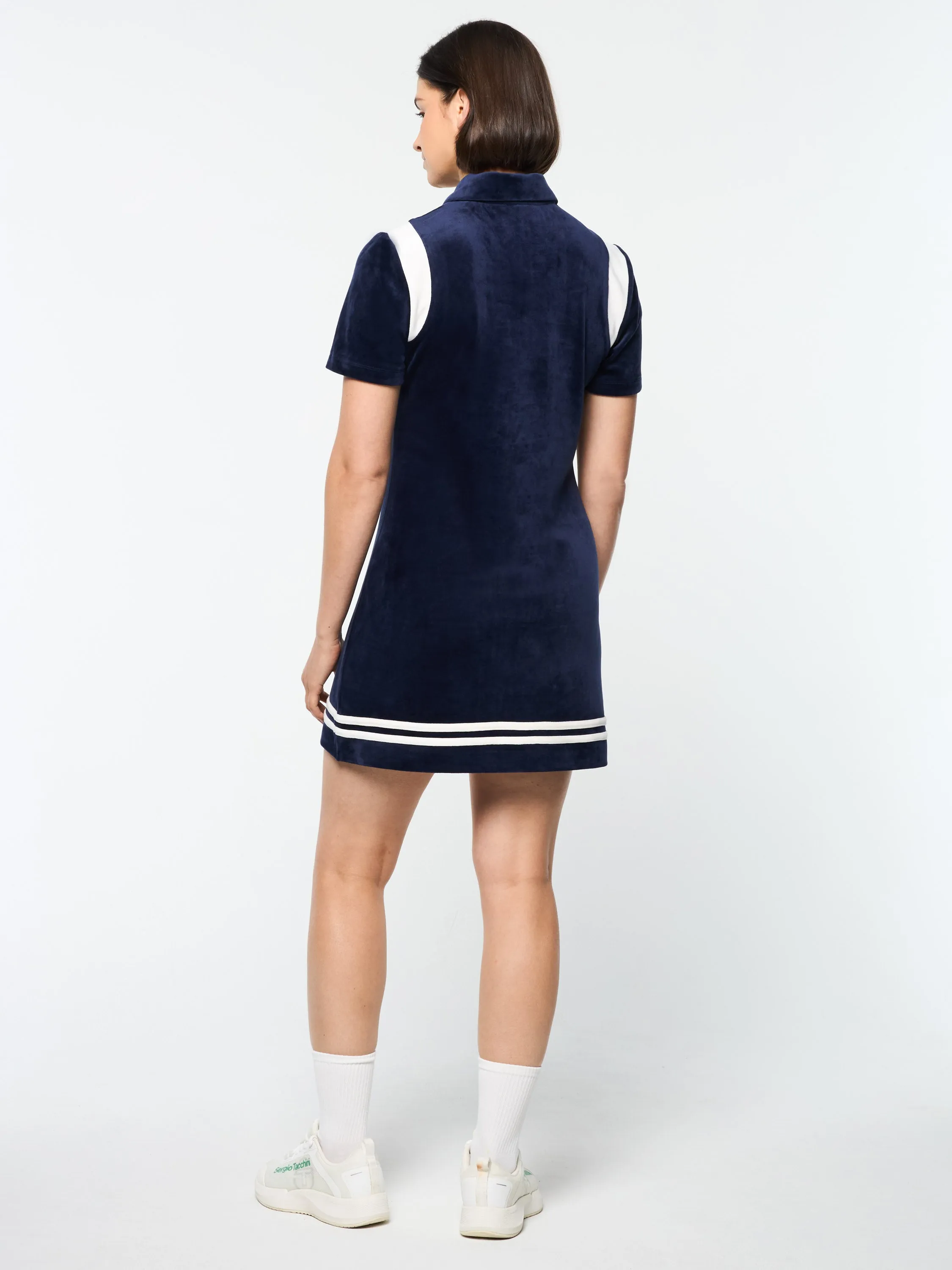 Veneto Velour Polo Mini Dress- Maritime Blue