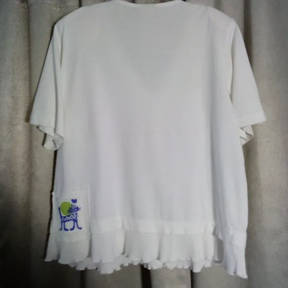 Vintage 90's Focus 2 Piece Dress Set White with Cat Theme Size L