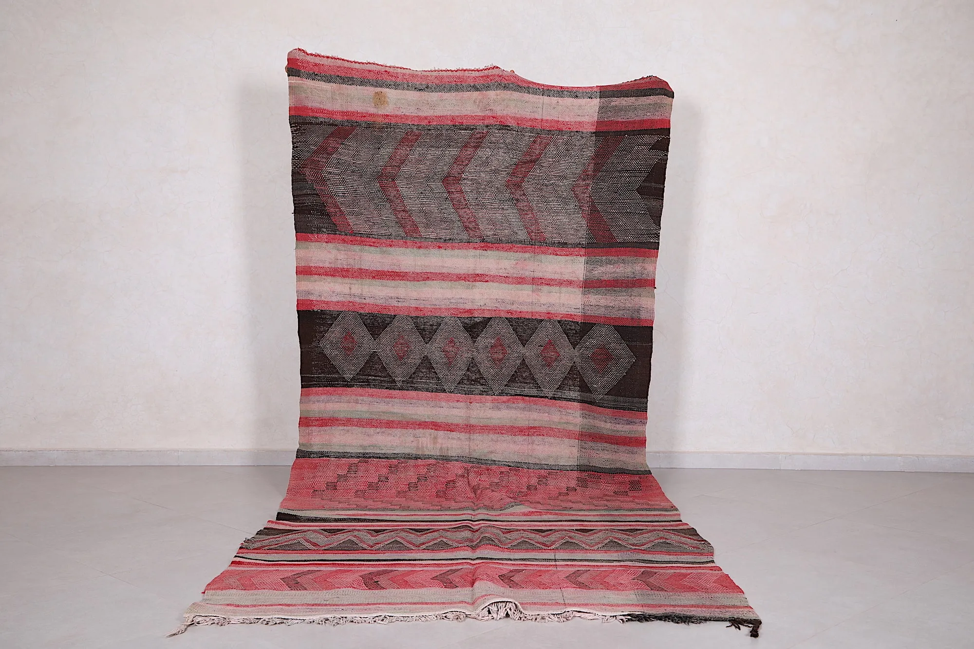 Vintage Berber Handwoven Kilim Runner Rug - 5.2 FT X 11.1 FT