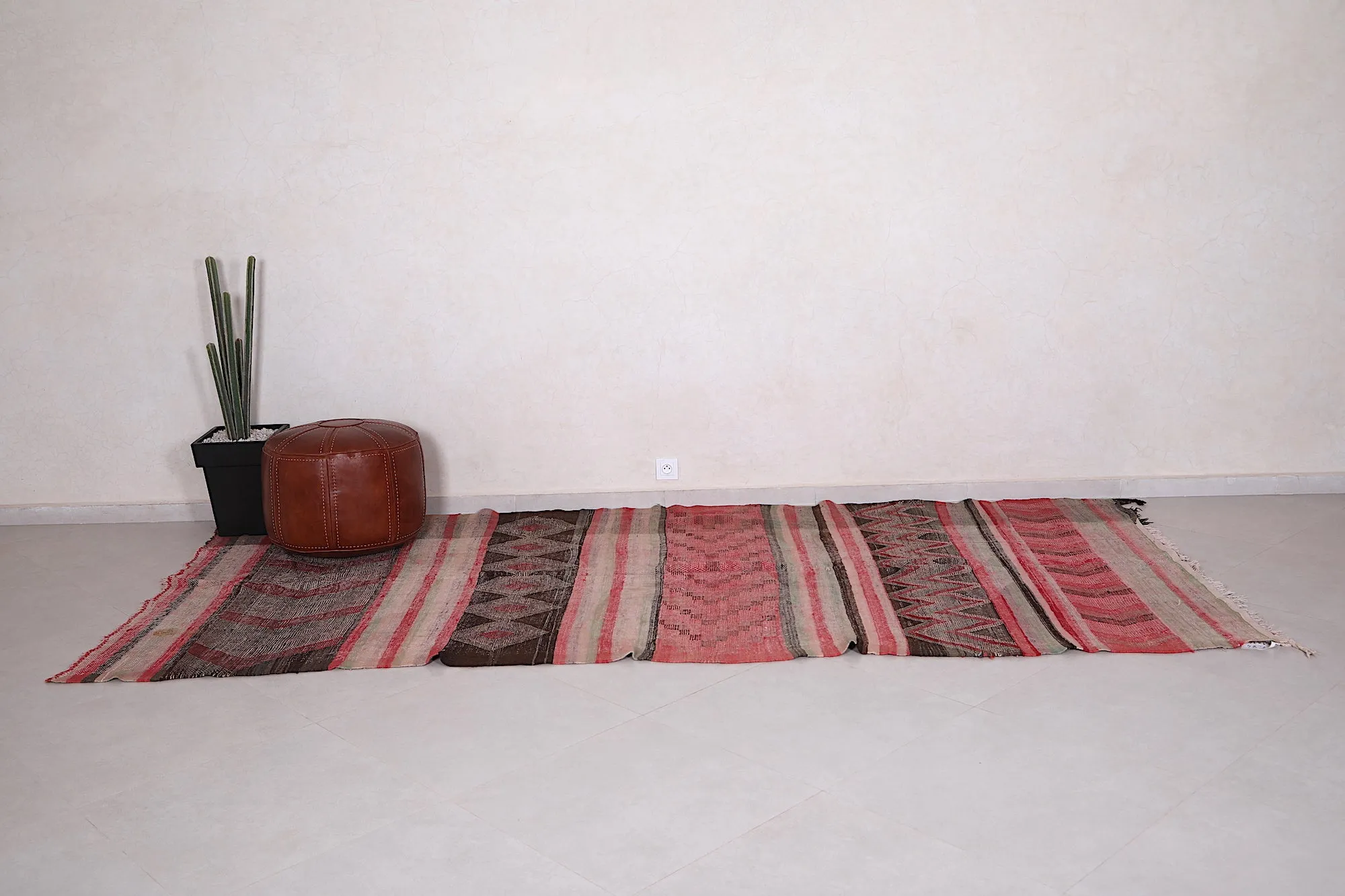 Vintage Berber Handwoven Kilim Runner Rug - 5.2 FT X 11.1 FT