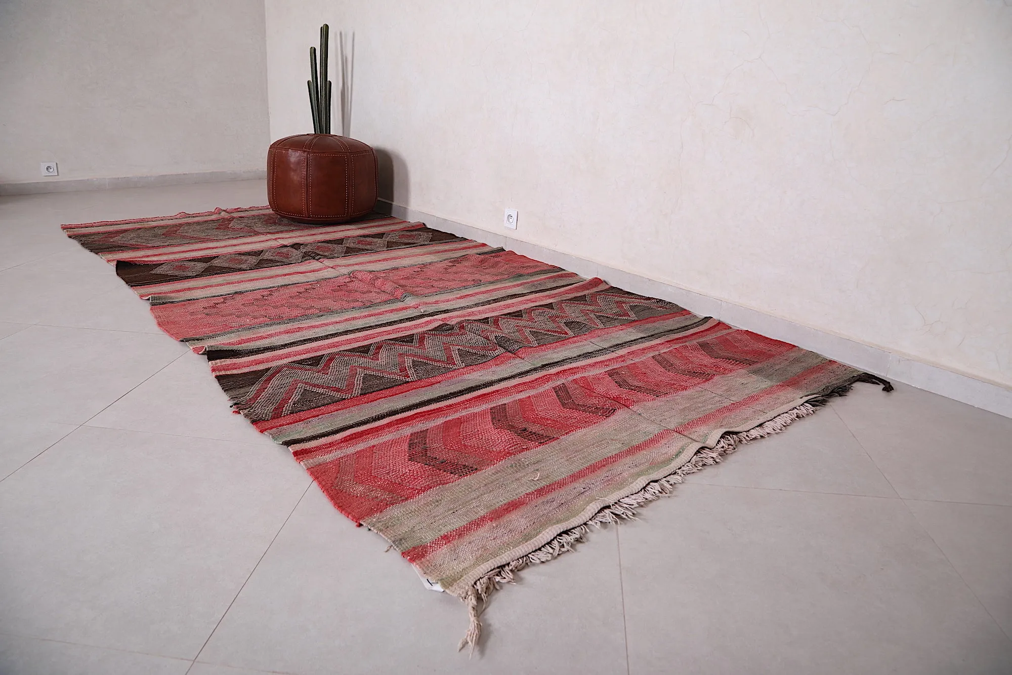 Vintage Berber Handwoven Kilim Runner Rug - 5.2 FT X 11.1 FT
