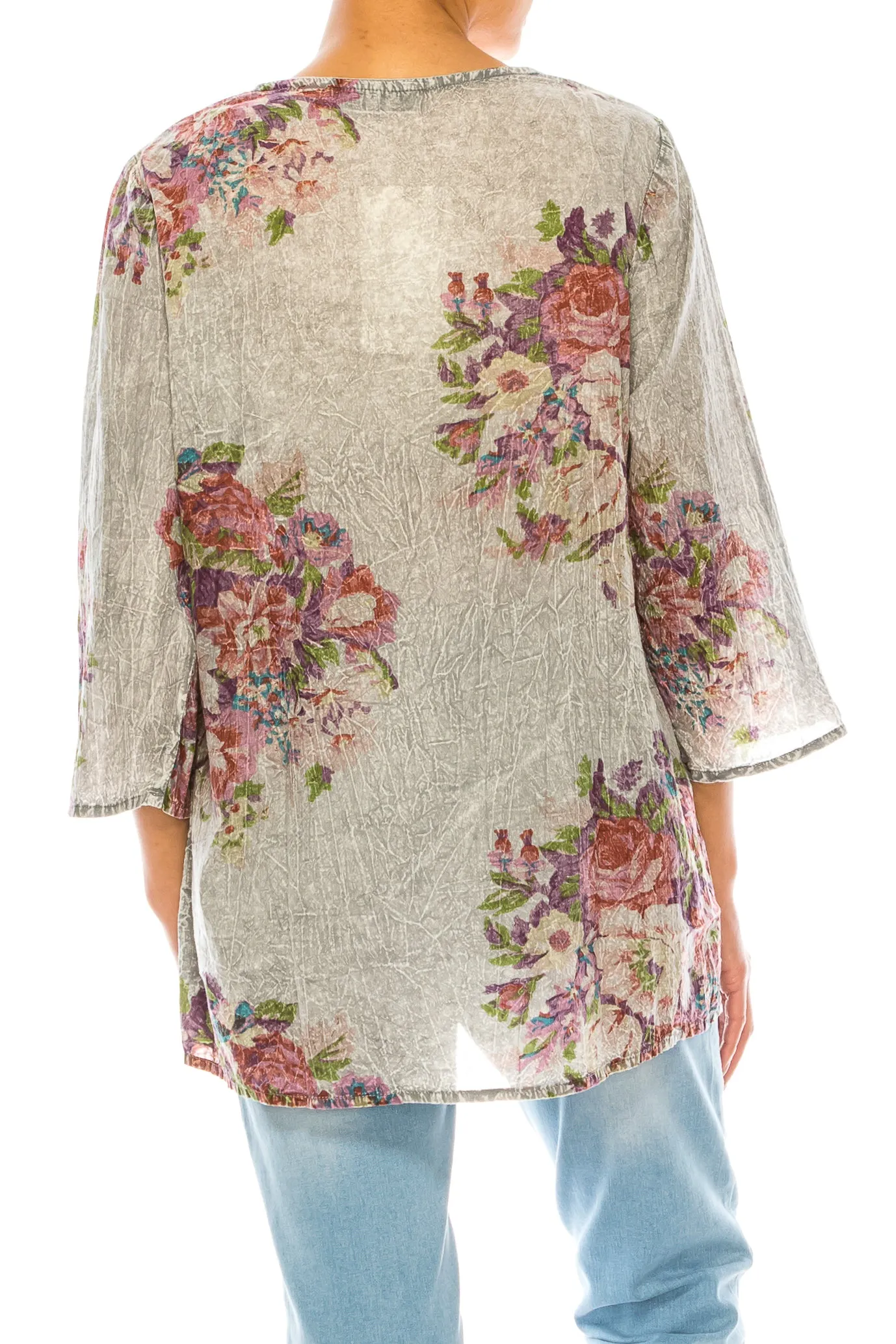 Vintage Boho Floral Tunic with Embroidery