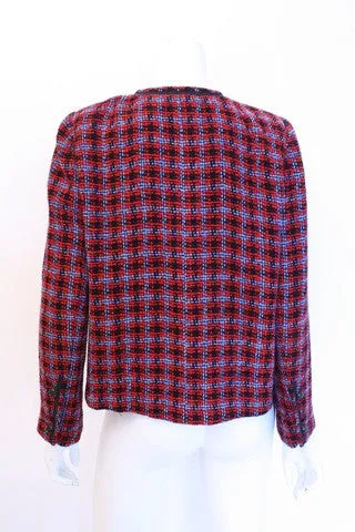 Vintage CHANEL Plaid Chenille Jacket