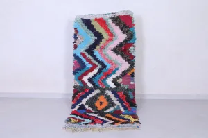 Vintage Colorful Boucherouite Rug – Handwoven Moroccan Shag (2.7 x 5.5 ft)