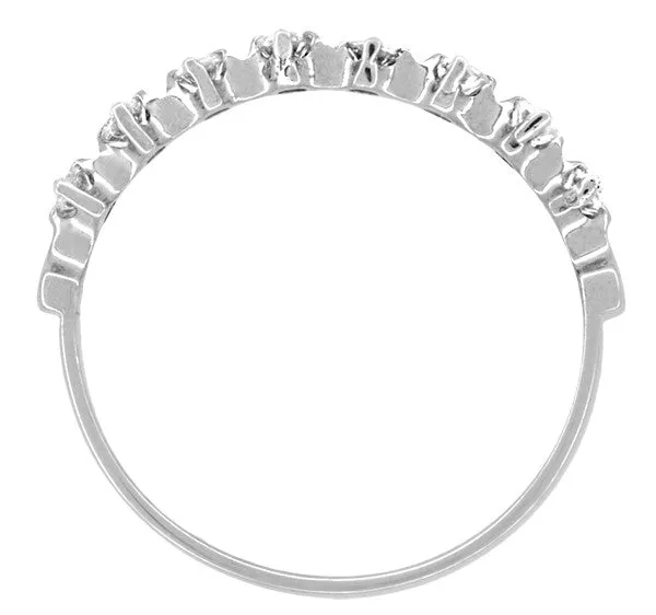 Vintage Retro Moderne Galaxy Stars Wedding Ring in 18K White Gold