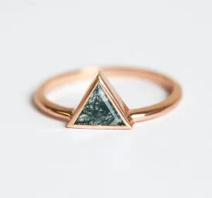 Vivian Triangle Moss Agate Ring