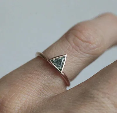 Vivian Triangle Moss Agate Ring