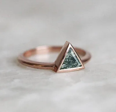 Vivian Triangle Moss Agate Ring